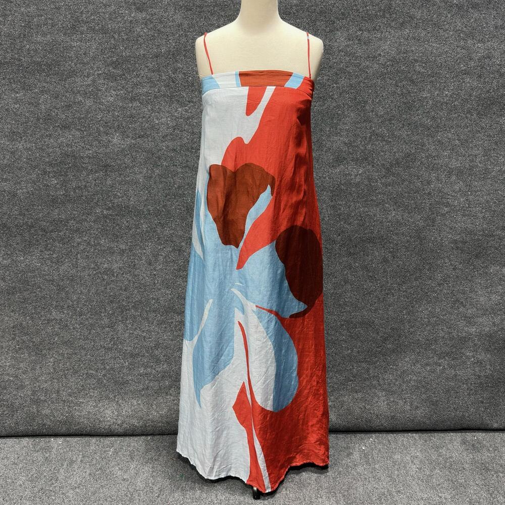Significant Other Dress Womens 4 Red Blue Edith Floral Maxi Tie Back Sundress